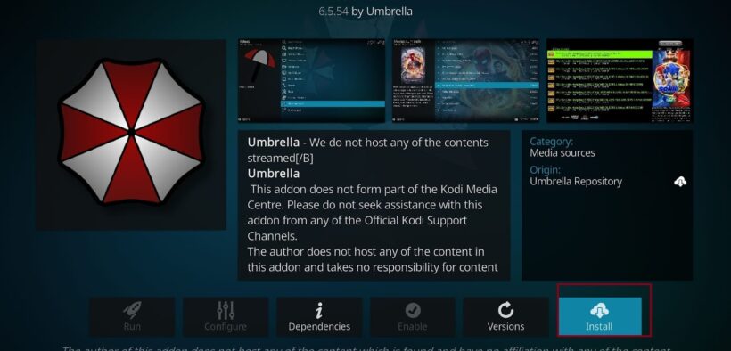 كيفية تثبيت إضافة Umbrella على Kodi